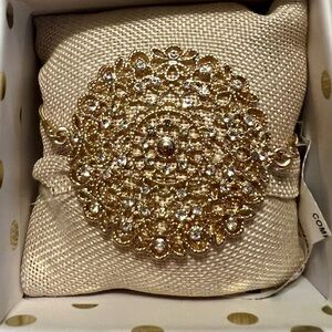 Piper K Gold Tone Adjustable Threader Bracelet Medallion Filagree New